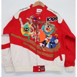 Vintage Vogue Looney Tunes Embroidered Red Bomber Jacket Medium